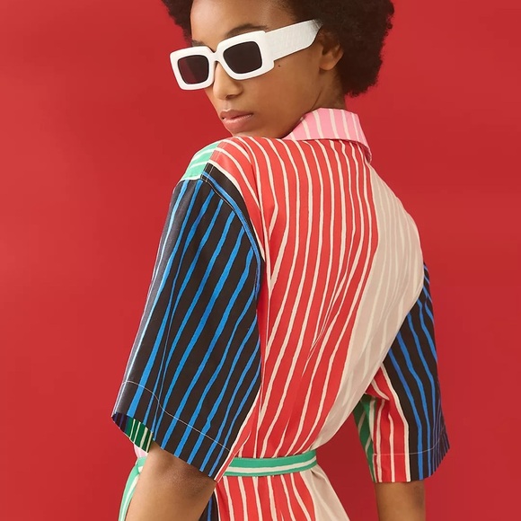 Marimekko Jokapoika multi color stripe shirt dress Size XXS No Belt - Picture 2 of 8